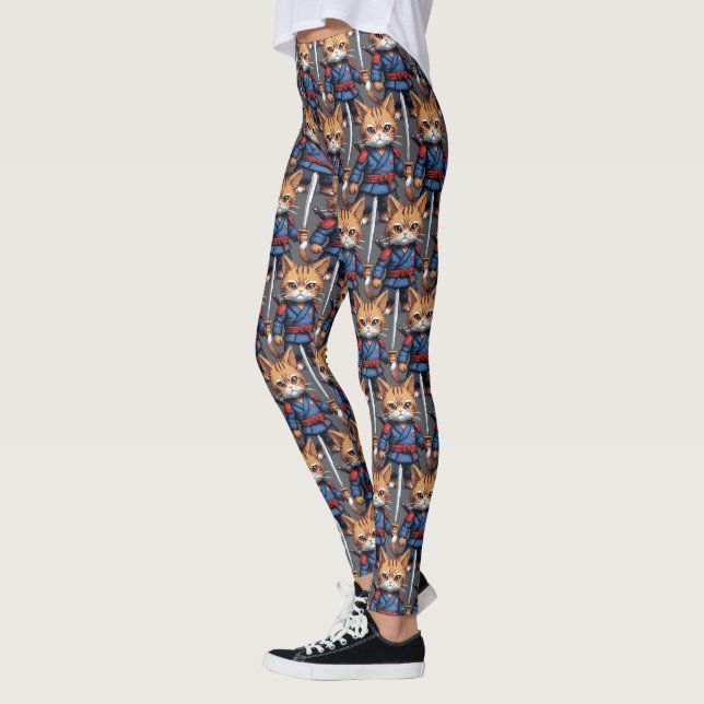 Leggings Samurai Cat Pixel Art (Izquierda)
