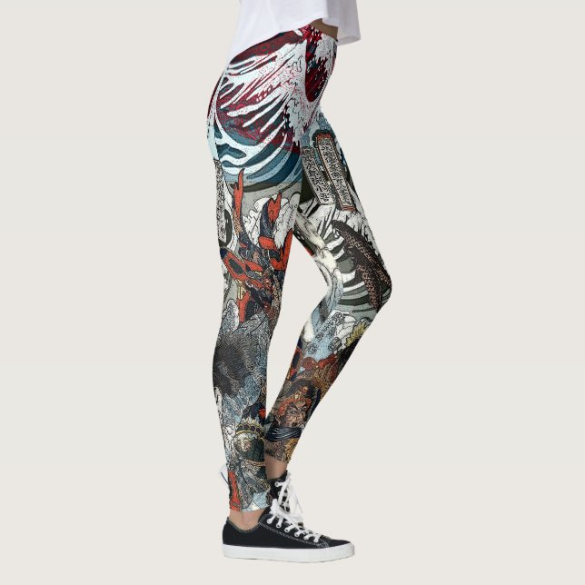 Leggings Samurai que lucha debajo de ondas (Derecha)