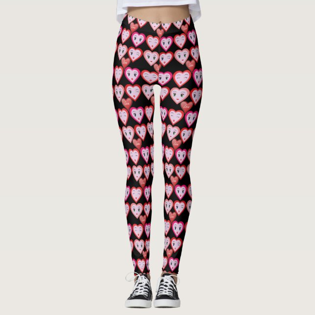 Leggings San Valentín ama los corazones y caras de los dulc (Anverso)