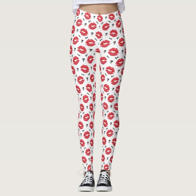 Leggings San Valentín de amor rojo y besos (Anverso)