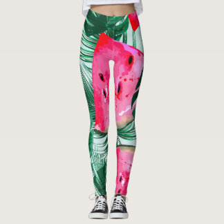Leggings sandías, hojas de palma: tropicales sin costura