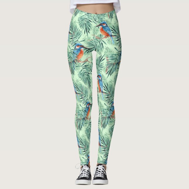 Leggings Sangre de pescadores. Aves y hojas (Anverso)