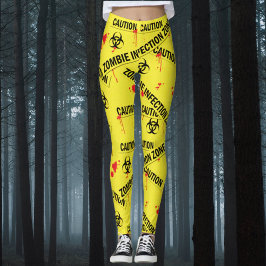 Leggings Sangre de precaución infectada por zombie salpicad