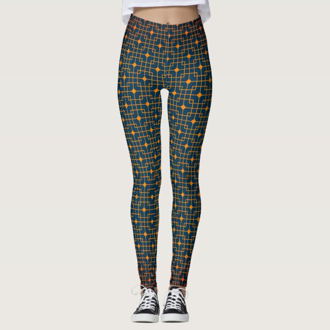Leggings Sangria Creative Wired Hot Cubes Patrón chino (Anverso)