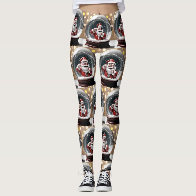 Leggings Santa atascada en un Navidad gracioso del Globe de (Anverso)