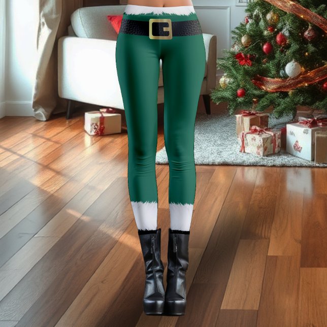 Leggings Santa Claus Elf Green y White Fur Boots Navidades (Subido por el creador)