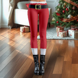Leggings Santa Claus Navidades de los Boots Rojos y Blancos