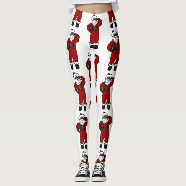 Leggings santa negra de terciopelo rojo (Anverso)