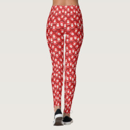 Leggings Santa Rodeada De Copos De Nieve Novedad Roja