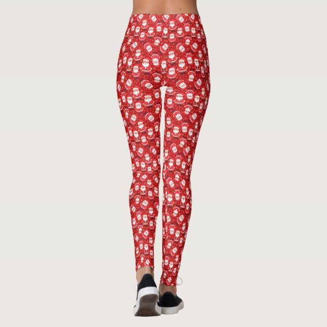 Leggings Santa Rodeada De Copos De Nieve Novedad Roja (Reverso)