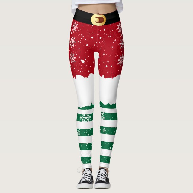 Leggings Santa’s Elf Christmas– Festive Holiday Snow Design (Anverso)