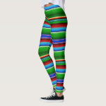 Leggings Sarape mexicano azul verde<br><div class="desc">La serape o el sarape es un largo manto, a menudo de colores vivos con franjas franjas en los extremos usados en México. Este patrón es un clásico de tonalidad fría, verde, rojo y azul, con toques de blanco. Perfecto para el Cinco de Mayo o el Día Nacional de la...</div>