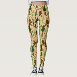 Leggings Sasquatch en árboles forestales con patrona de pie
