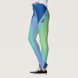 Leggings Sassy Smart Script Geométrico Azul Verde