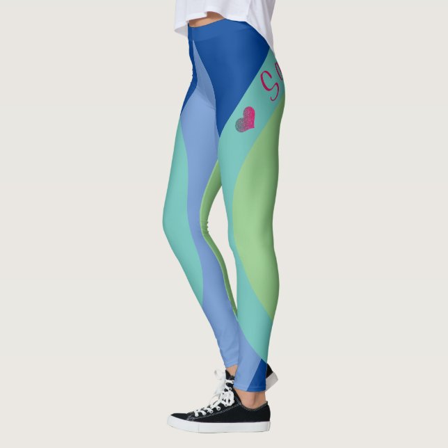Leggings Sassy Smart Script Geométrico Azul Verde (Izquierda)