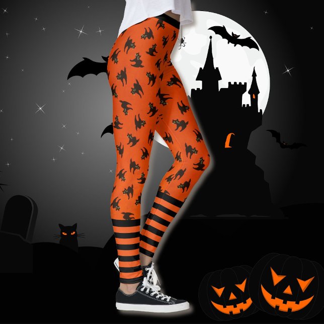 Leggings Scardy Cat Black Naranja Halloween Mejor Calidad (Subido por el creador)