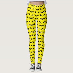 Leggings Scary Halloween Jack OLantern cara negra amarilla