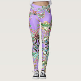 Leggings Schmetterling Ornamente Flieder Strahlen 