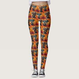 Leggings Schnauzer con Corazones de Rosas Día de San Valent
