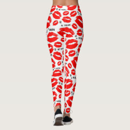 Leggings Sé mi San Valentín rojo Lip Blanco Sexy Feliz San 