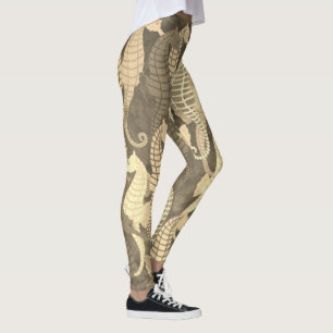 Leggings Seahorses en sepia - polainas