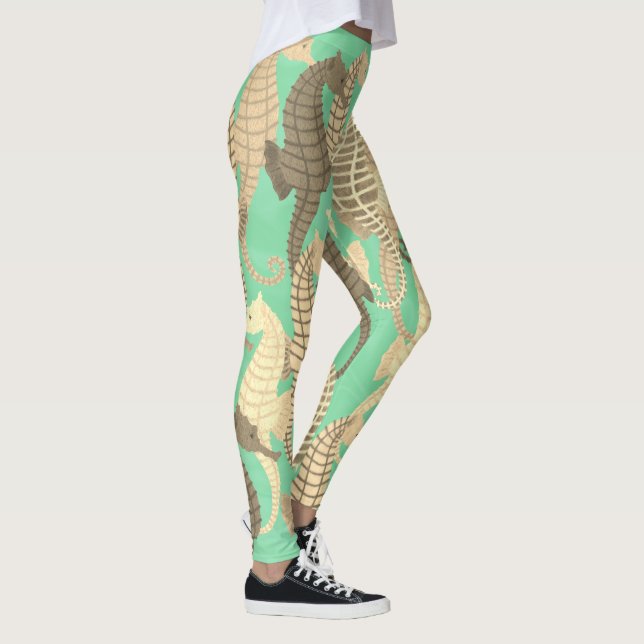 Leggings Seahorses en verde menta - polainas (Derecha)