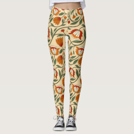 Leggings Seamless floral pattern in beige background
