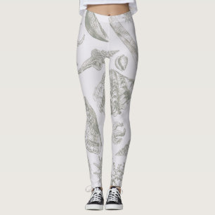 Leggings Seashell Soft Antique Art Beach Shells