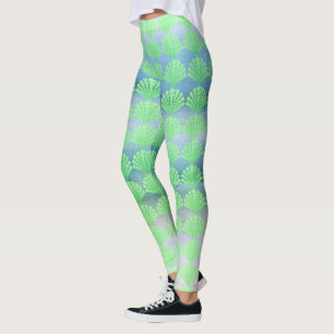 Leggings Seashells verdes suaves del diamante