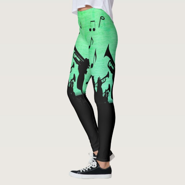 Leggings Sección Cuerno Diseño de Música Polvo Verde (Izquierda)