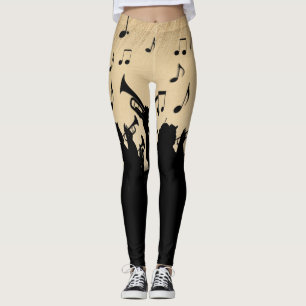 Leggings Sección de Cuerno Diseño de Música Rústico