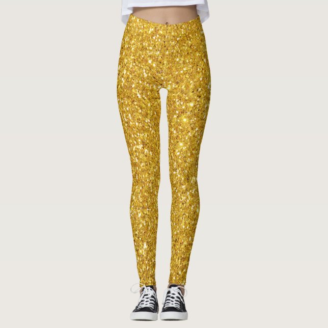 Leggings Secciones doradas Efectúan las piernas de las muje (Anverso)