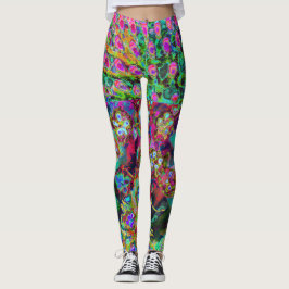 Leggings Sedum Morado Groovy Abstracto Psicodélico