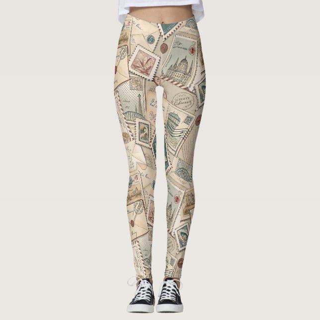 Leggings Sellos Postales Antiguos (Anverso)