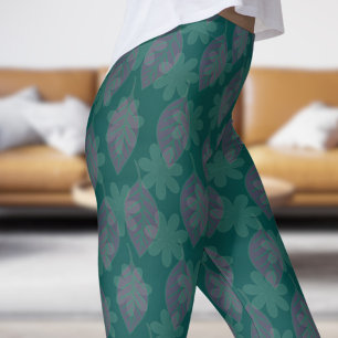 Leggings Selva clásica Selva verde hoja y patrón peptino