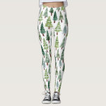 Leggings  Selva de invierno de pino rústico acuarela<br><div class="desc">Hermoso patrón de árbol de dolor de invierno de acuarela</div>