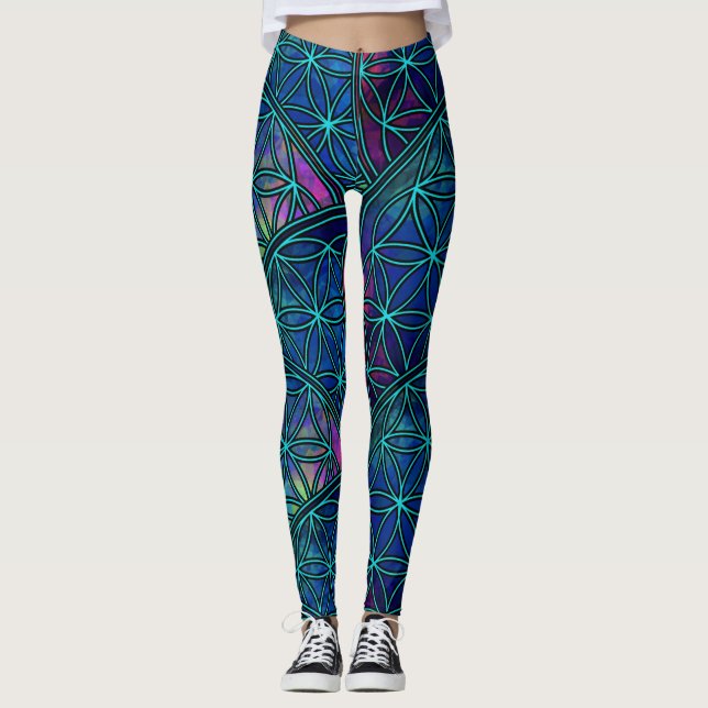 Leggings Semilla fractal de la geometría sagrada de las flo (Anverso)