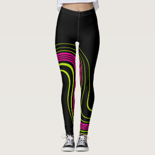 Leggings Sencilla remodelación en verde limón, rosa calient