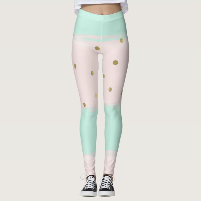 Leggings Sencillamente Sweet Peach Mint Gold Stripes Confet (Anverso)