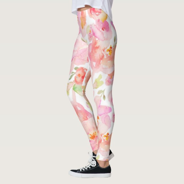 Leggings Sencillas Leggencias florales rosadas modernas (Izquierda)