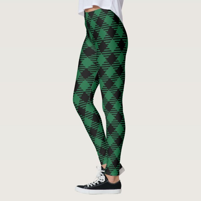 Leggings Sencillas Leggencias Rústicas Verdes Repletadas (Izquierda)
