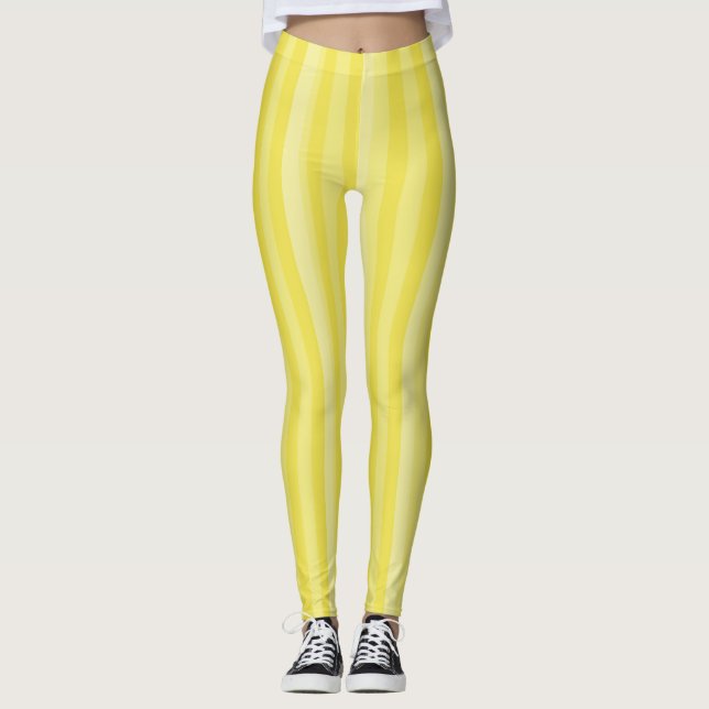 Leggings Sencillo Minimalista Amarillo Brillante Rayado (Anverso)