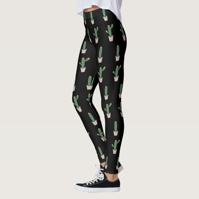 Leggings Sencillo patrón de planta de cactus de cacerola (Izquierda)