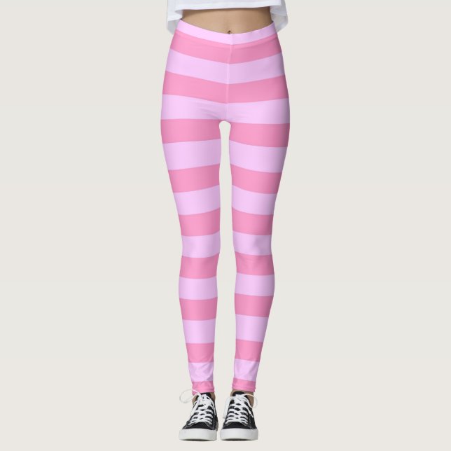 Leggings Sencillo patrón moderno de rayas rosadas (Anverso)