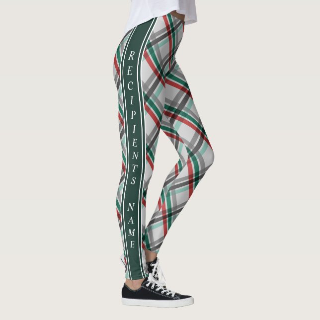 Leggings Sencillos Navidades Elegantes Red Green Plaid (Derecha)