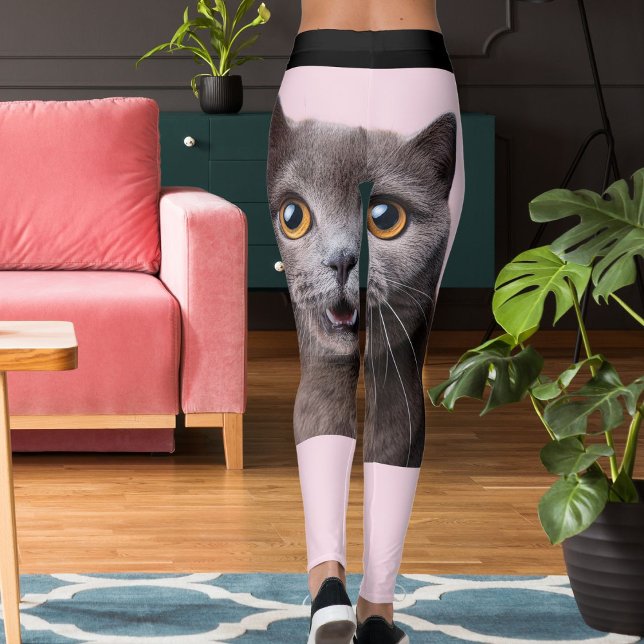 Leggings Señora Gata Loca Personalizada Rosa Negra Rayada (Subido por el creador)