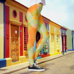 Leggings Sensación de Legado de Patrón Geométrico Floral Su<br><div class="desc">Un diseño moderno con un diseño geométrico amarillo,  naranja y verde. ¡Magnífico para la primavera o el verano! Puede rotar el diseño y más.</div>