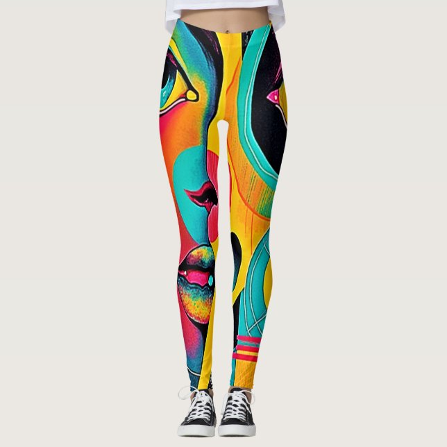 Leggings Sentimientos Coloridos: Rostro Abstracto (Anverso)