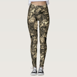 Leggings Sepia Cabeza de Muerte Hawk Moths Gótico Raven con