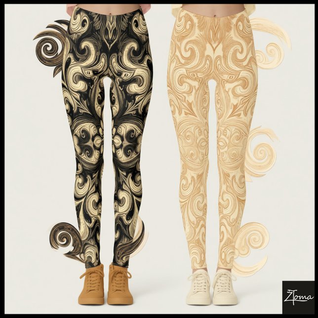 Leggings Sepia Ornamental Filigree Dark Mandala Pattern (Subido por el creador)